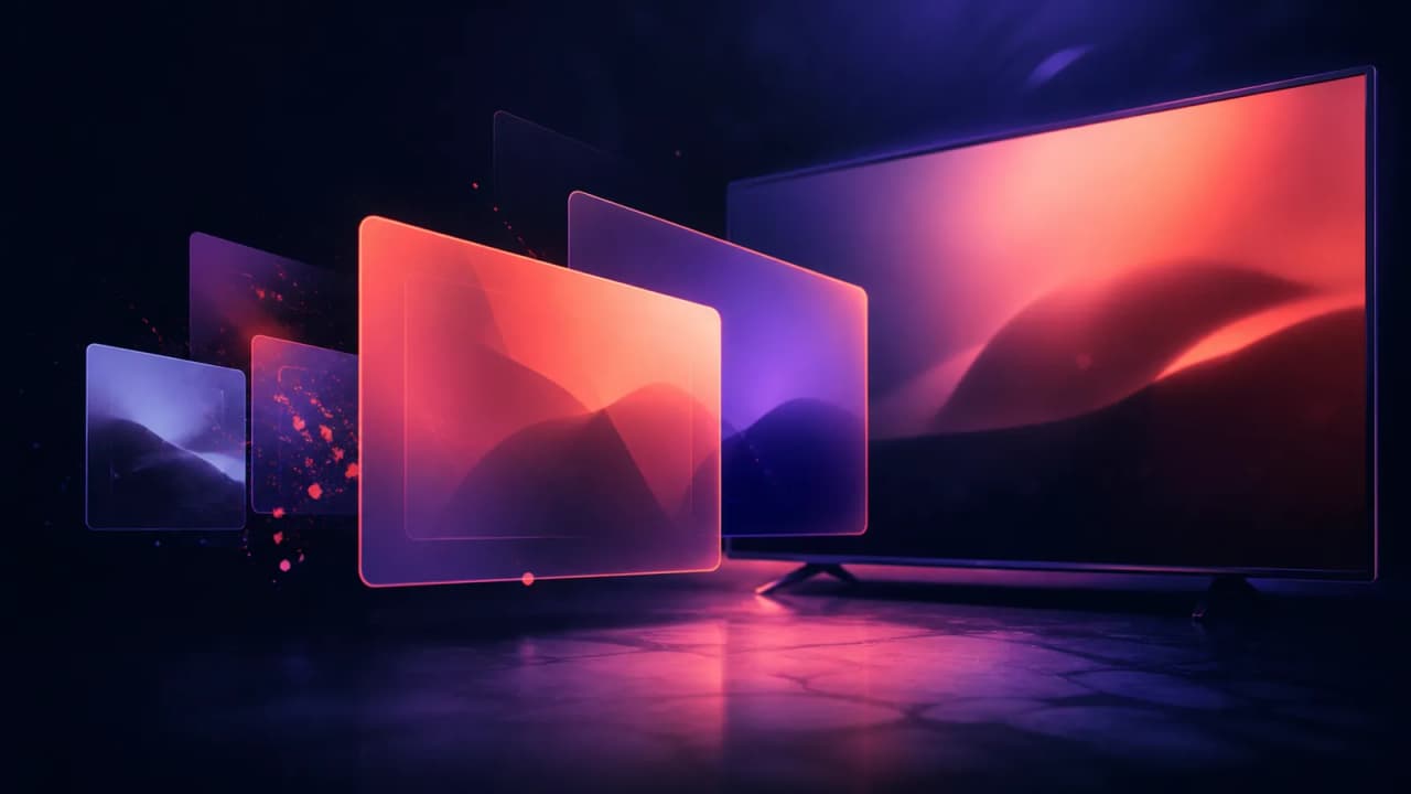 Abstracte streaminginterface voor nieuwe series in augustus 2026