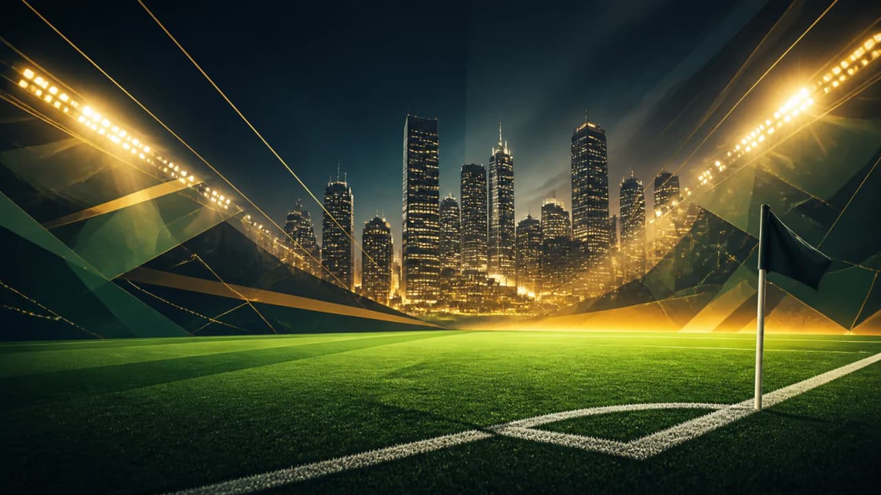 Abstract voetbalveld voor het Premier League programma van augustus 2026